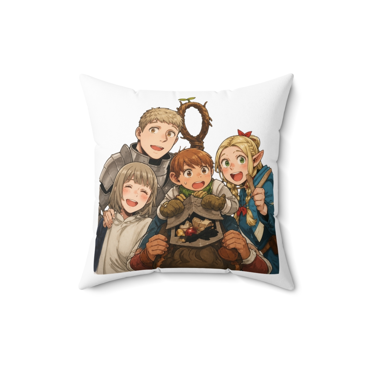 Delicious In Dungeon Characters Cute Throw Pillow - alternate angle 2, merchandise