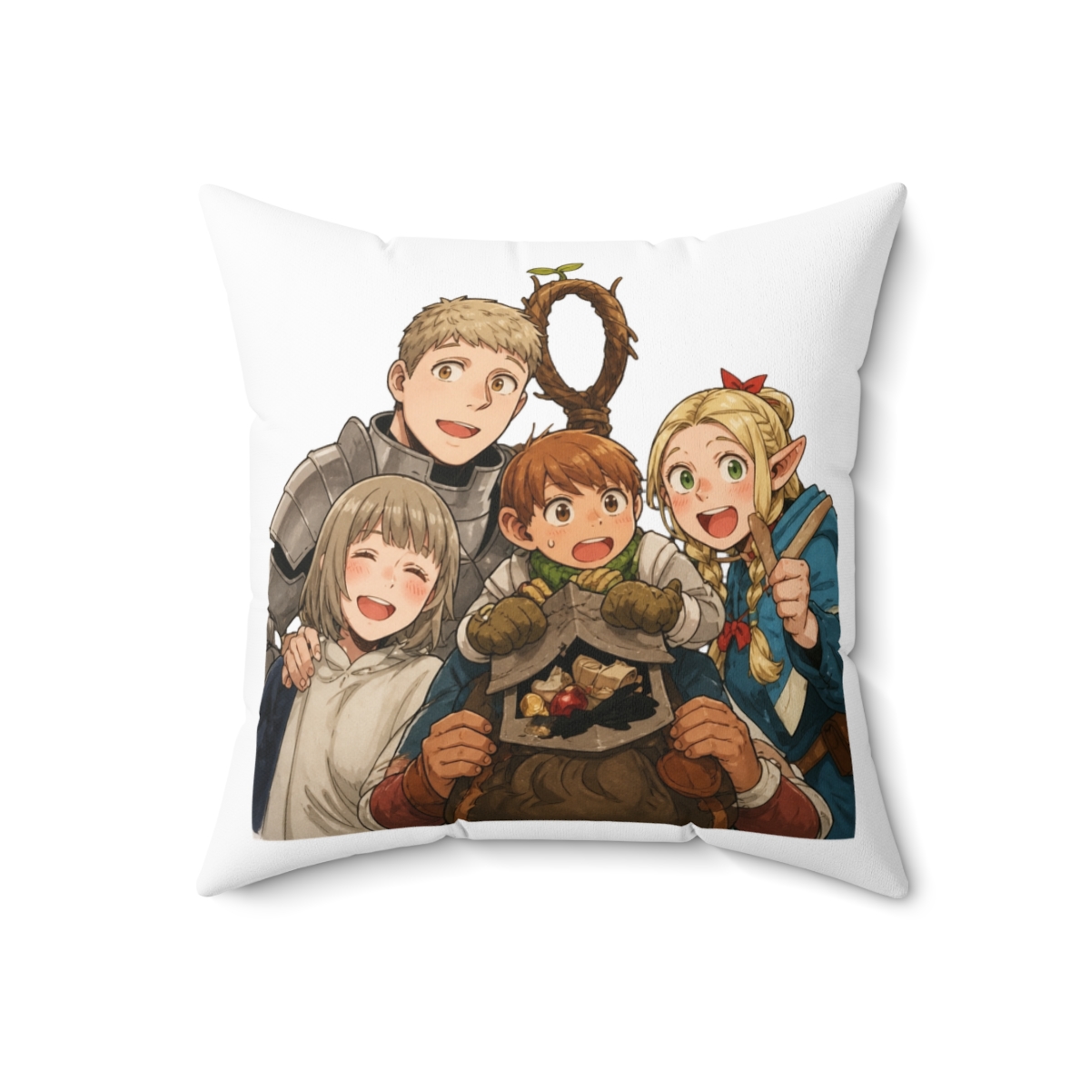 Delicious In Dungeon Characters Cute Throw Pillow - alternate angle 3, merchandise
