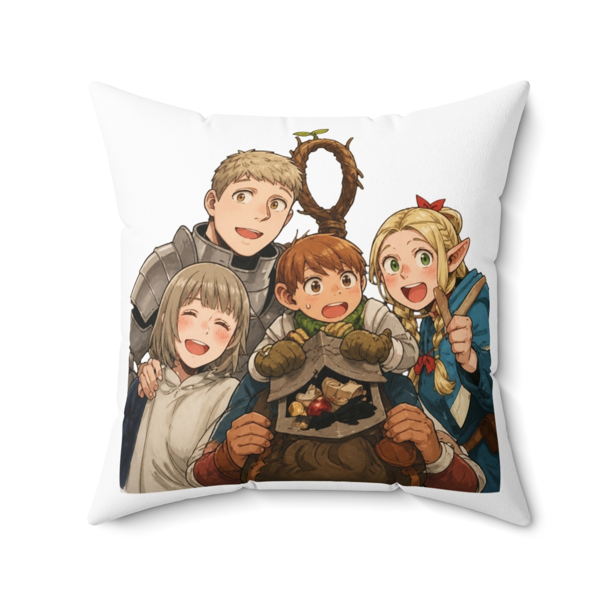 Delicious In Dungeon Characters Cute Throw Pillow - alternate angle 4, merchandise
